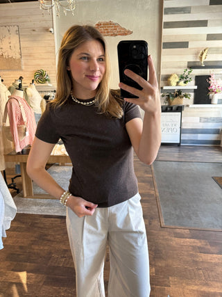 Rowan Basic Tee, Brown - The Red Thread Boutique