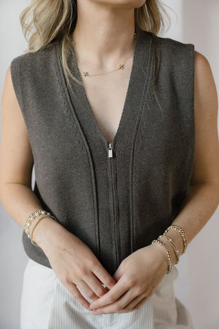 Rue 2 - Way Zip Vest, Charcoal - The Red Thread Boutique