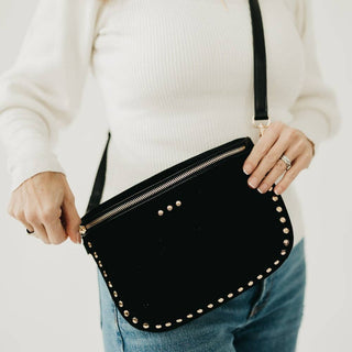 Sabrina Studded Suede Bum Bag: Black - The Red Thread Boutique