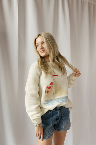 Sailboat Knit Sweater - The Red Thread Boutique