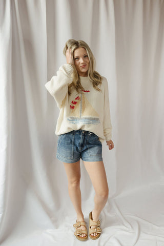 Sailboat Knit Sweater - The Red Thread Boutique