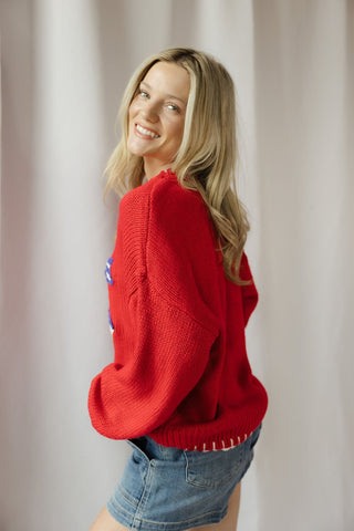 Sardines Knit Sweater, Red - The Red Thread Boutique