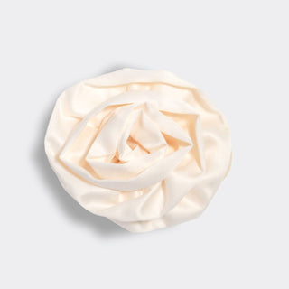 Satin Rosette Medium Flat Cloud Clip - Cream - The Red Thread Boutique
