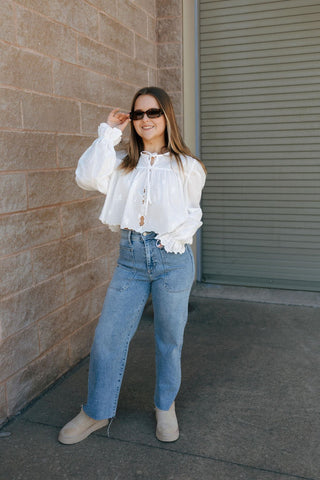 Scalloped Hem Balloon Top *final sale - The Red Thread Boutique