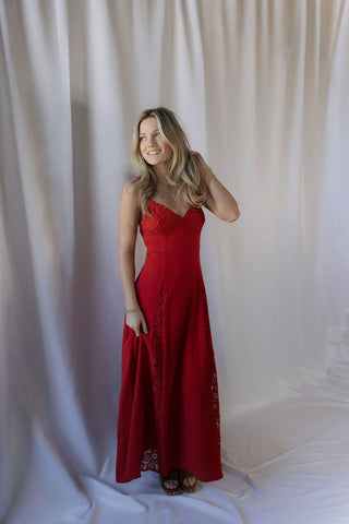 Scarlet Crochet Dress, Red - The Red Thread Boutique