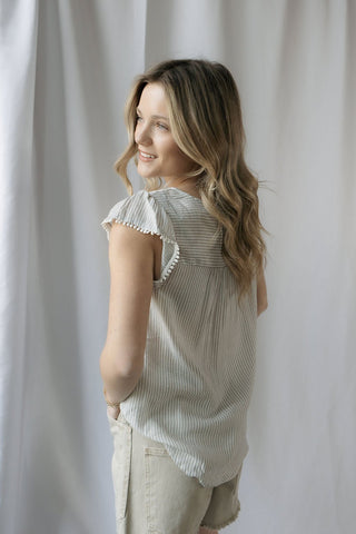 Selah Lace Top, Grey - The Red Thread Boutique