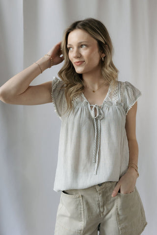 Selah Lace Top, Grey - The Red Thread Boutique