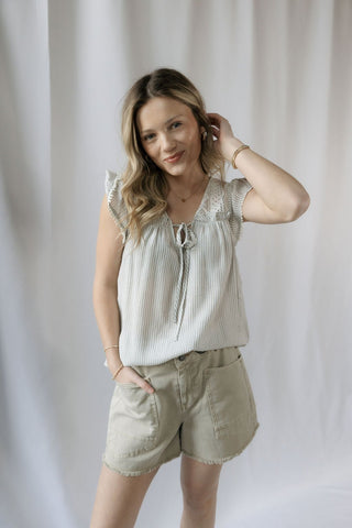 Selah Lace Top, Grey - The Red Thread Boutique