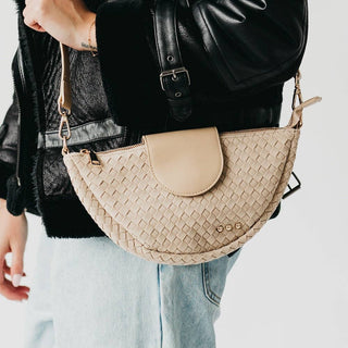 Selena Suede Flap Crossbody: Oat - The Red Thread Boutique