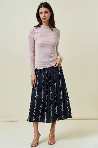 Semi Sheer Mock Neck, Champagne - The Red Thread Boutique