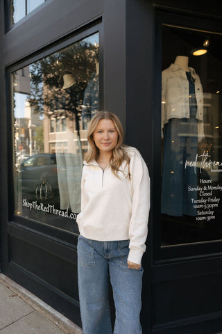 Serenity Quarter Zip, H. Oatmeal - The Red Thread Boutique
