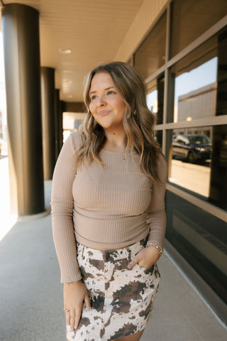 Side Ruched Top, Taupe *final sale - The Red Thread Boutique