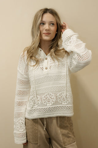 Skye Crochet Hooded Sweater - The Red Thread Boutique