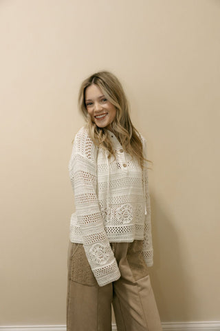 Skye Crochet Hooded Sweater - The Red Thread Boutique