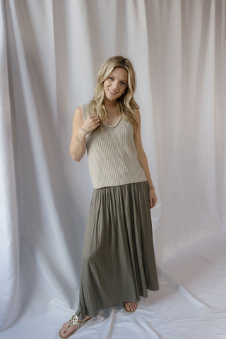 Sol Woven Knit Tank, Beige - The Red Thread Boutique