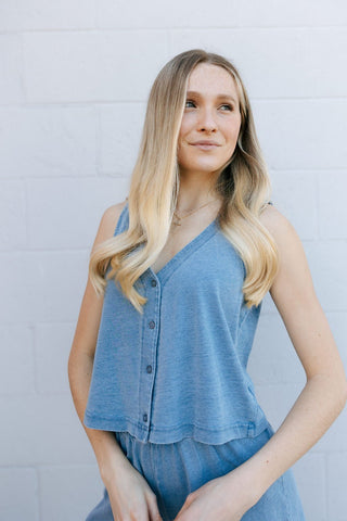 Solace Jersey Knit Denim Top, Medium Indigo by Z Supply *final sale - The Red Thread Boutique