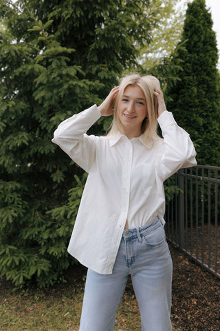 Staple Pocket Collar Top, Off White *final sale* - The Red Thread Boutique