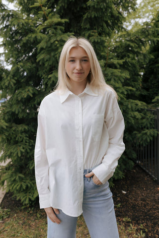 Staple Pocket Collar Top, Off White *final sale* - The Red Thread Boutique