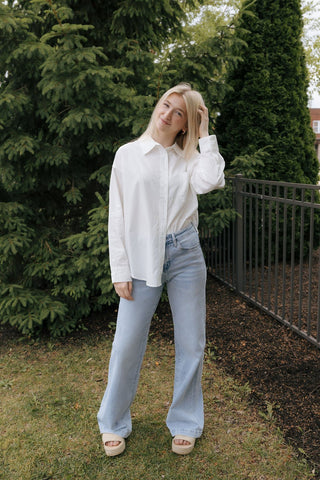 Staple Pocket Collar Top, Off White *final sale* - The Red Thread Boutique