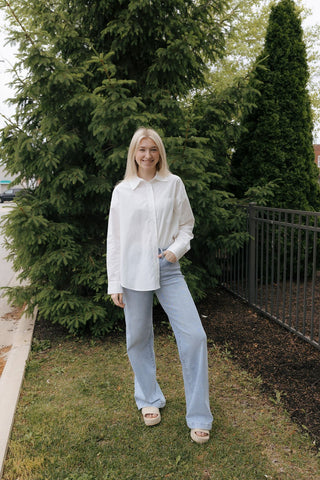 Staple Pocket Collar Top, Off White *final sale* - The Red Thread Boutique