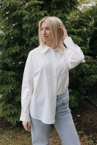 Staple Pocket Collar Top, Off White *final sale* - The Red Thread Boutique
