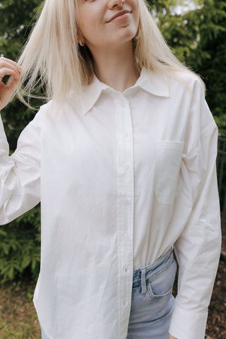 Staple Pocket Collar Top, Off White *final sale* - The Red Thread Boutique