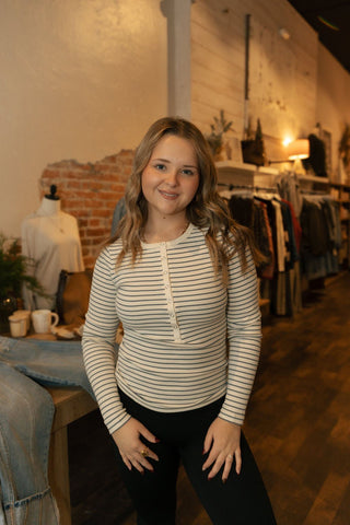 Stella Stripe Henley, Crystal by Z Supply - The Red Thread Boutique