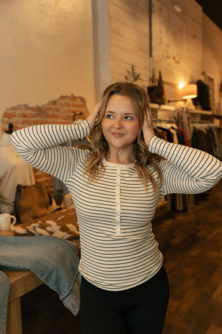 Stella Stripe Henley, Crystal by Z Supply - The Red Thread Boutique