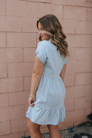 Stripe Button Up Chambray Dress - The Red Thread Boutique