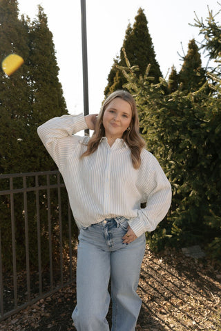 Stripe Button Up, Gauze Blue - The Red Thread Boutique