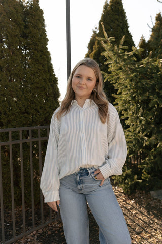 Stripe Button Up, Gauze Blue - The Red Thread Boutique