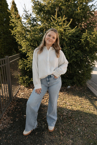 Stripe Button Up, Gauze Blue - The Red Thread Boutique