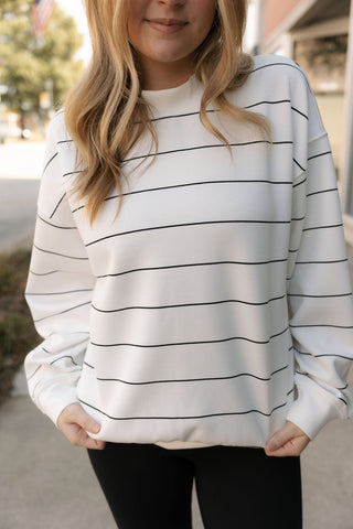 Stripe Long Sleeve Top, Cream/Black - The Red Thread Boutique