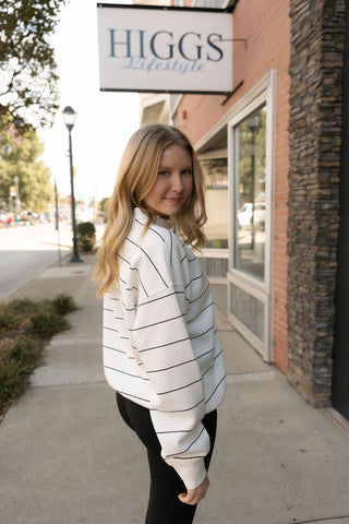 Stripe Long Sleeve Top, Cream/Black - The Red Thread Boutique