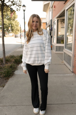 Stripe Long Sleeve Top, Cream/Black - The Red Thread Boutique