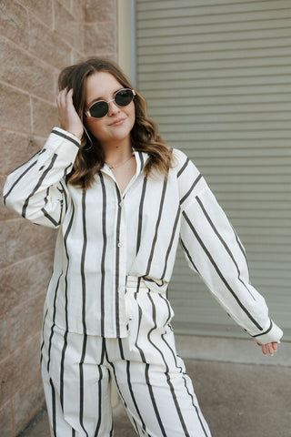 Stripe Straight Leg Pants, Black *final sale - The Red Thread Boutique