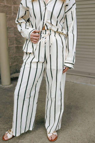 Stripe Straight Leg Pants, Black *final sale - The Red Thread Boutique