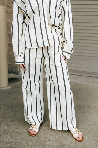 Stripe Straight Leg Pants, Black *final sale - The Red Thread Boutique
