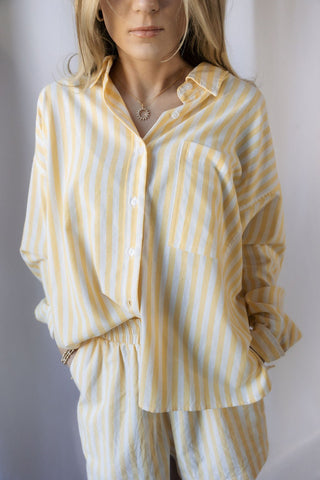Sunny Days Stripe Button Up, Yellow - The Red Thread Boutique