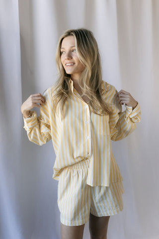 Sunny Days Stripe Button Up, Yellow - The Red Thread Boutique