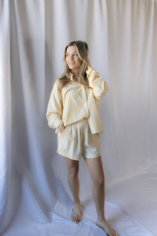 Sunny Days Stripe Shorts, Yellow - The Red Thread Boutique