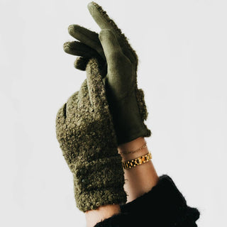 Teddy Sherpa Gloves: Black - The Red Thread Boutique