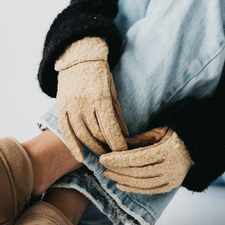 Teddy Sherpa Gloves: Olive - The Red Thread Boutique