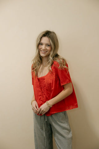 The Beth Lace Inset Top, Chili - The Red Thread Boutique