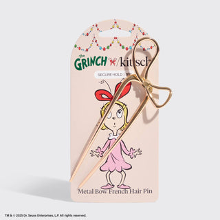 The Grinch x Kitsch Gold Bow French Hair Pin *final sale* - The Red Thread Boutique