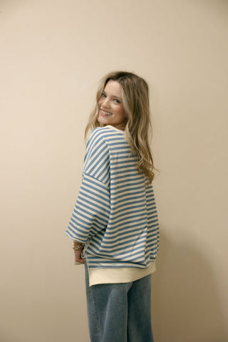 The Lola Striped Terry Top, Blue - The Red Thread Boutique