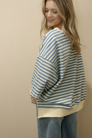 The Lola Striped Terry Top, Blue - The Red Thread Boutique