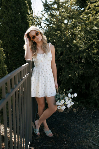 Tie Shoulder Floral Dress *final sale - The Red Thread Boutique