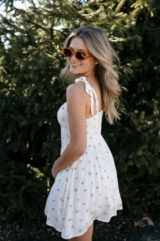 Tie Shoulder Floral Dress *final sale - The Red Thread Boutique