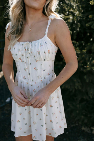 Tie Shoulder Floral Dress *final sale - The Red Thread Boutique